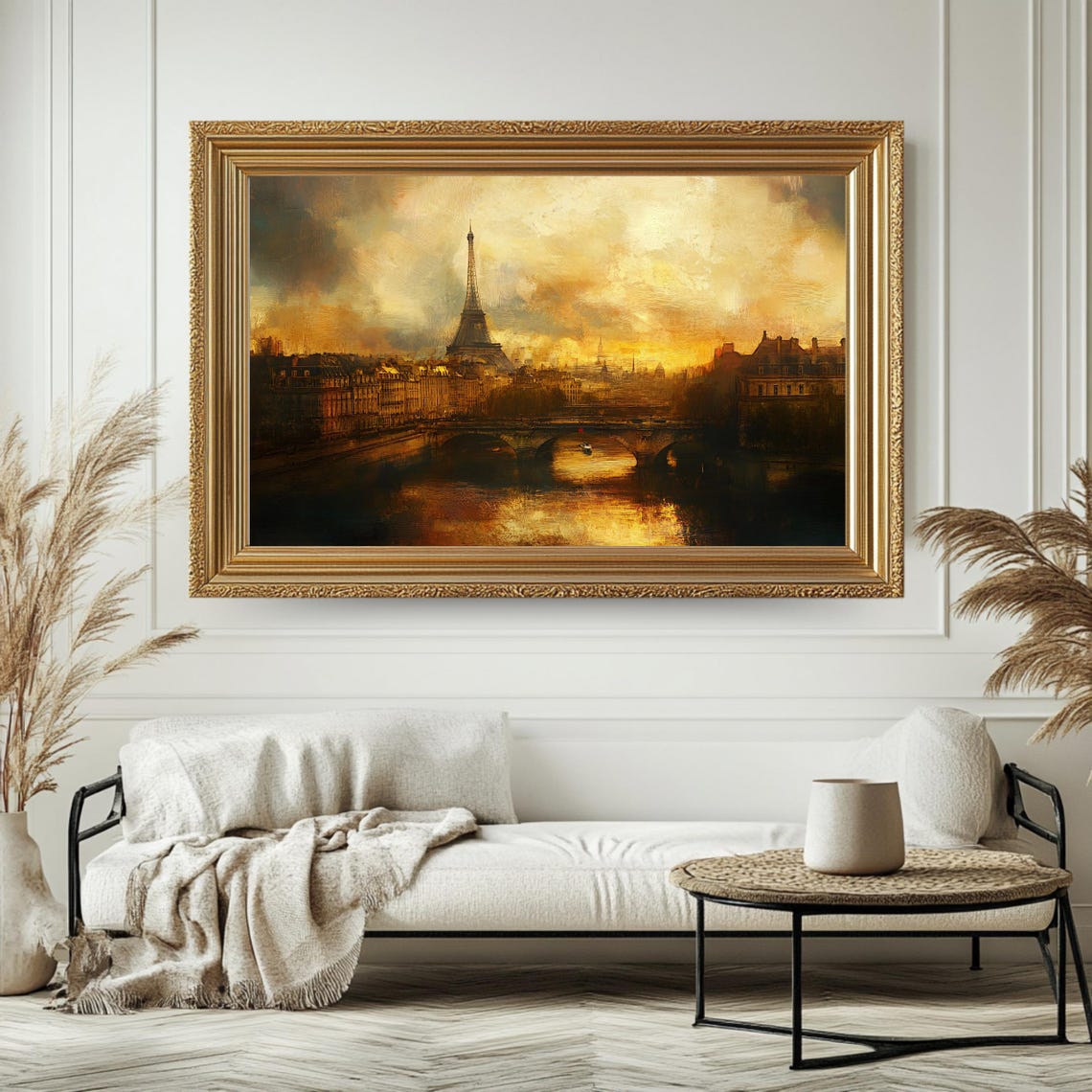 Paris Eiffel Tower Golden Sunset Seine River Bridge Cityscape Poster - Image 4