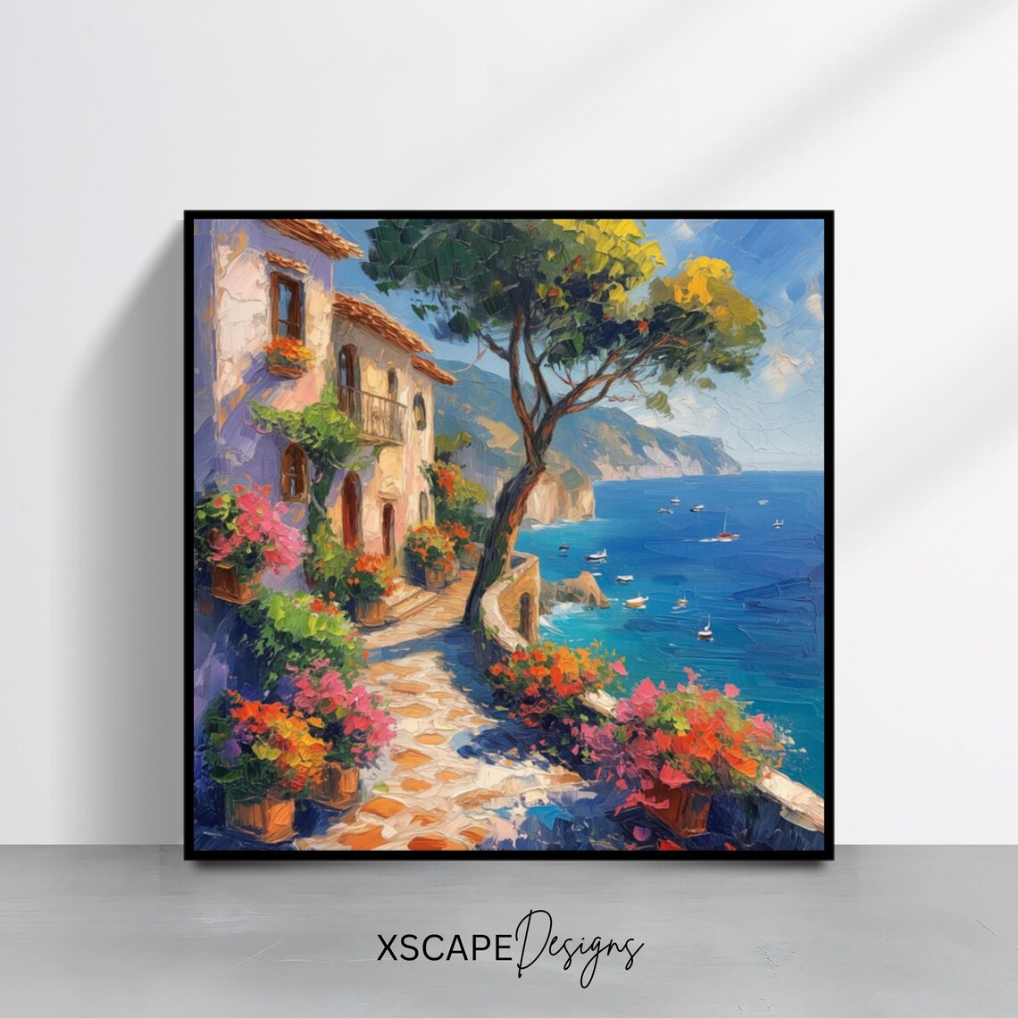 Scenic Mediterranean Seaside View, Coastal Art Print