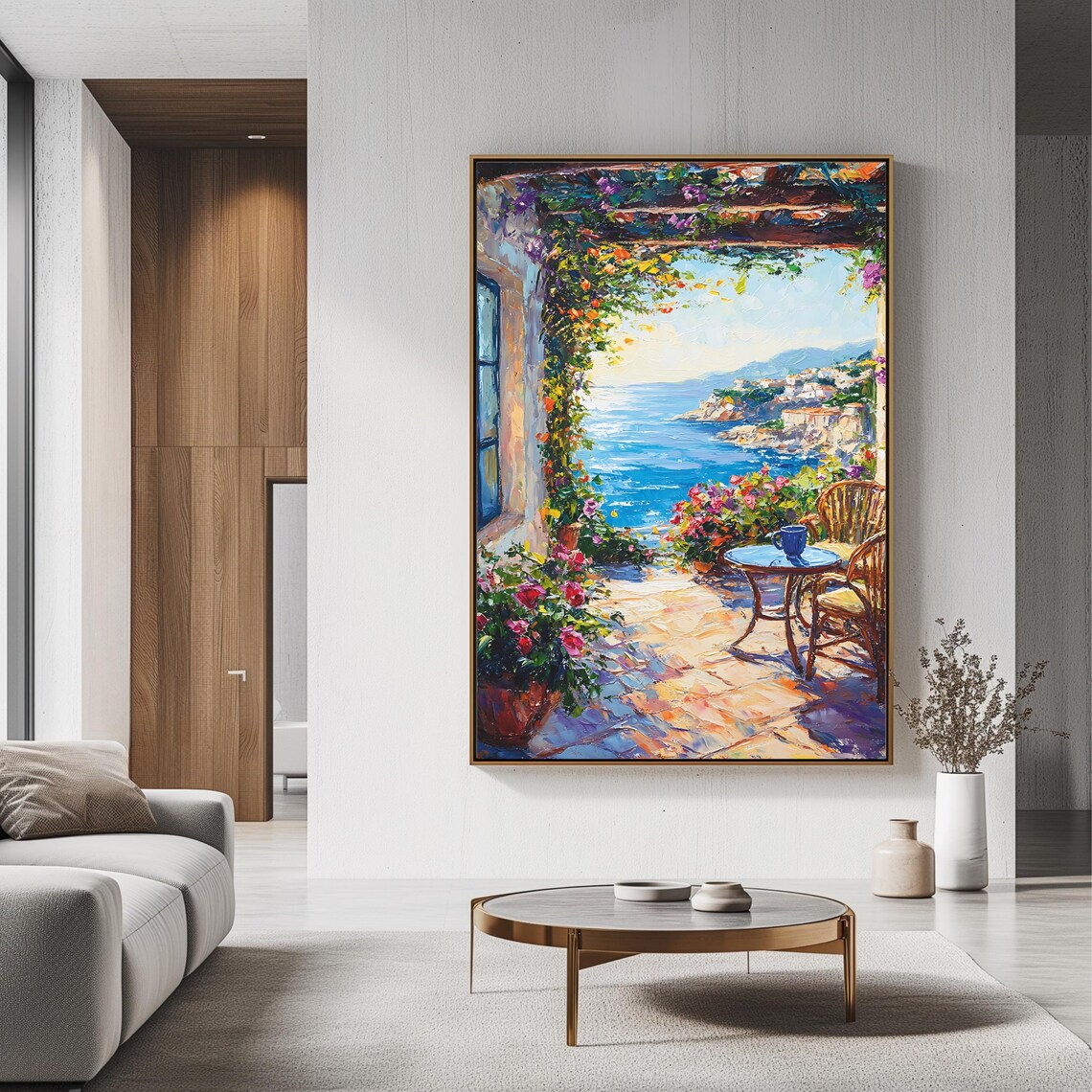 Mediterranean Terrace Patio Sea View Blooming Pergola Travel Poster - Image 3