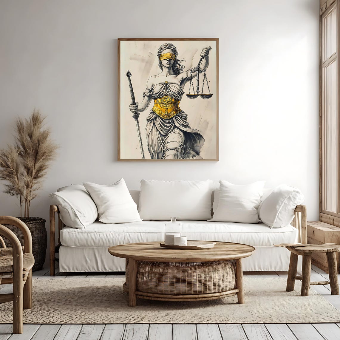 Vintage Lady Justice Blindfolded Scales Sword Gold Accent Legal Print - Image 4