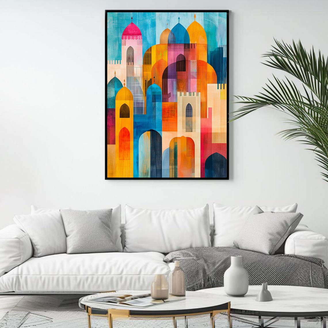 Abstract Islamic Mosque Minarets Art Print Colorful Architecture Wall Art Vibrant Islamic Decor - Image 4