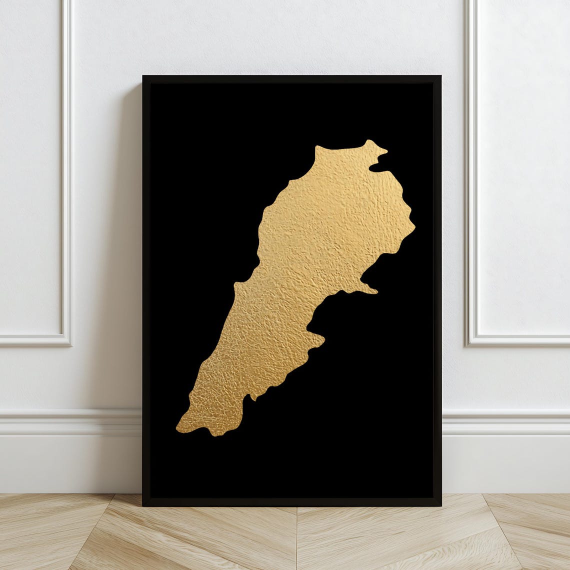 Gold Lebanon Map Black Minimalist Lebanese Heritage Wall Art Poster - Image 2
