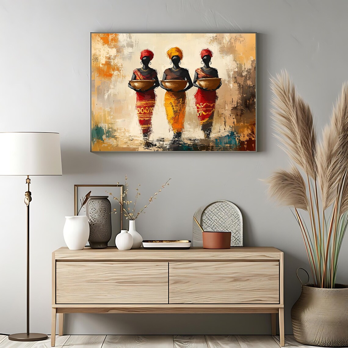 African Women Art Tribal Wall Art Print Abstract Cultural Artwork Ethnic Wall Decor - Image 3