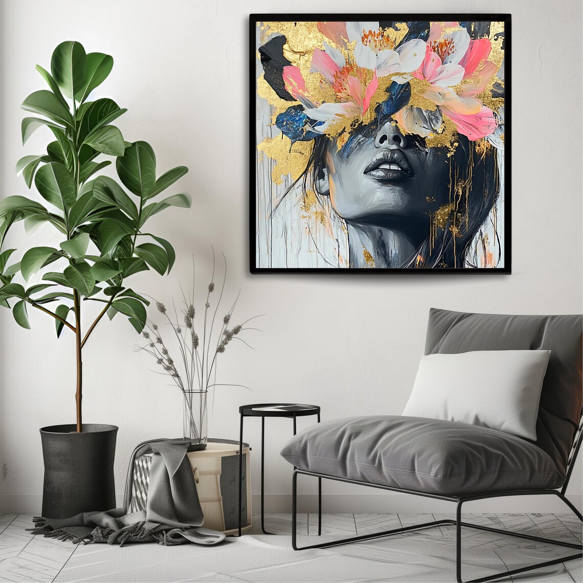 Abstract Floral Face, Boho Feminine Wall Art - Image 3