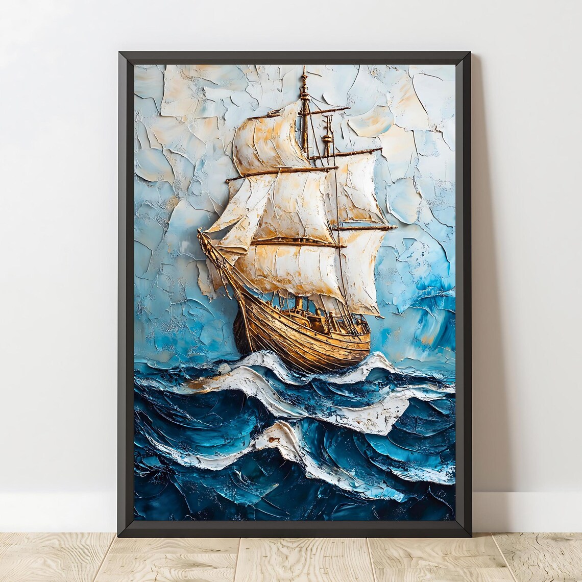 Vintage Sailing Ship, Nautical Ocean Artwork - Image 3