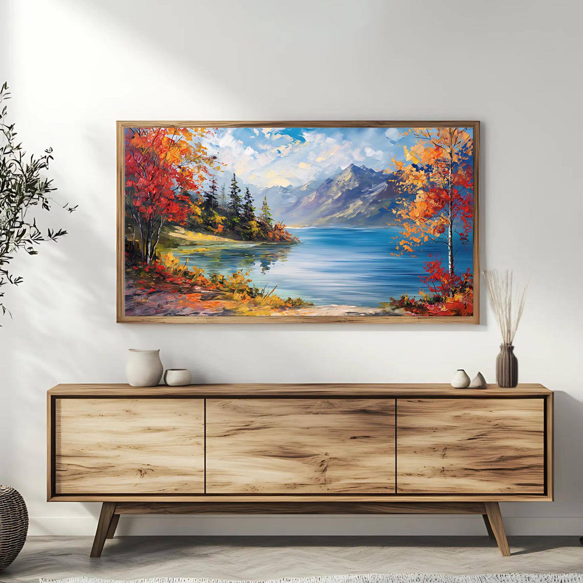 Autumn Mountain Lake Red Fall Foliage Landscape Travel Poster - Image 3