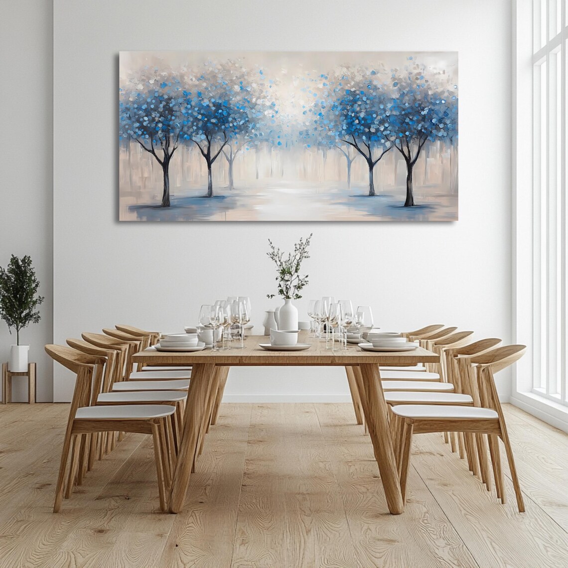 Blue Trees Panoramic Landscape Wall Art Print - Image 3