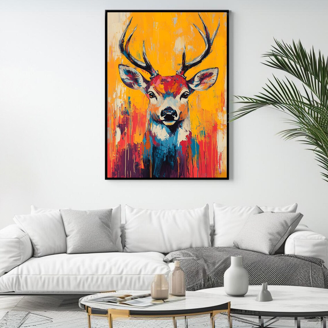 Deer Wall Art Print, Vibrant Abstract Stag - Image 4
