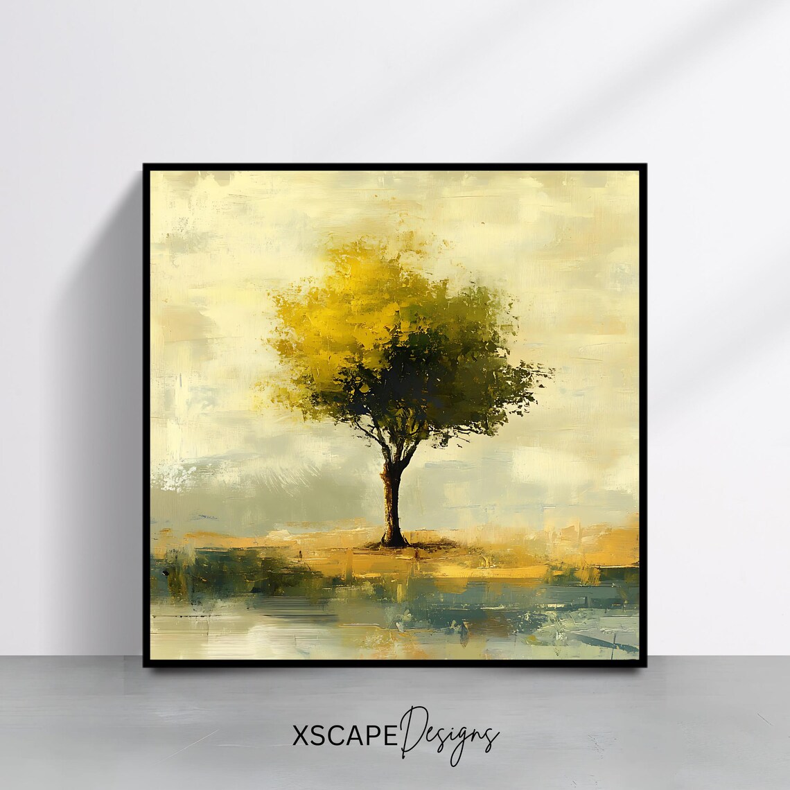 Vintage Tree Art Print, Neutral Landscape