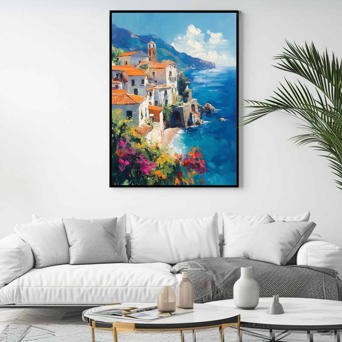 Italian Coastal Village Cliffside Sea View Mediterranean Travel Poster - Image 4