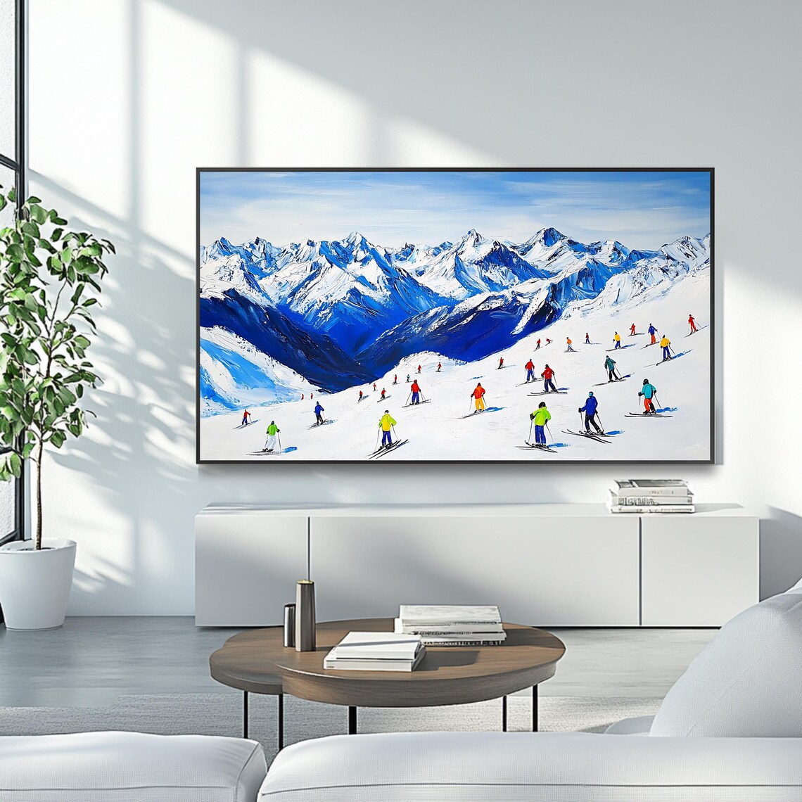 Alpine Ski Resort Mountain Slope Skiers Snow Peaks Winter Sport Poster - Image 4