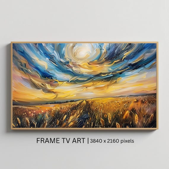 Frame Tv Art Golden Field Sunset Vibrant Landscape Art For Frame Tv Nature Tv Art Art