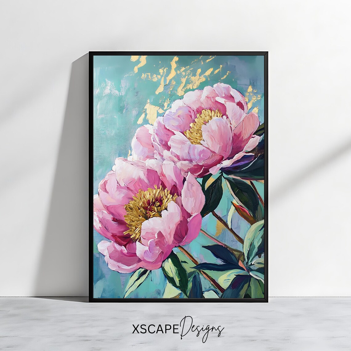 Pink Peony Bloom, Elegant Floral Decor Art Print