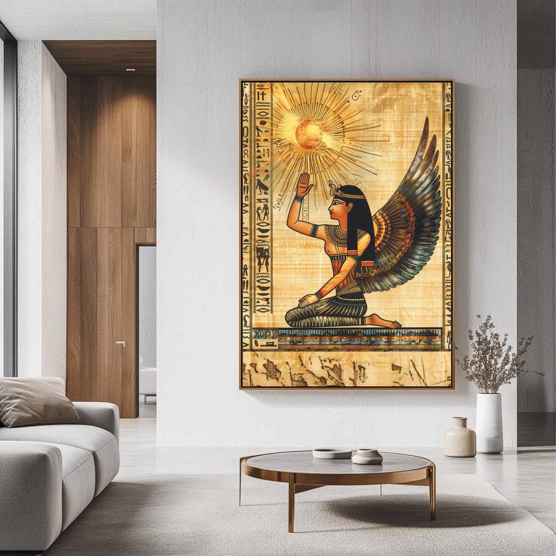 Ancient Egyptian Goddess Maat Papyrus Hieroglyph Sun Mythology Poster - Image 3