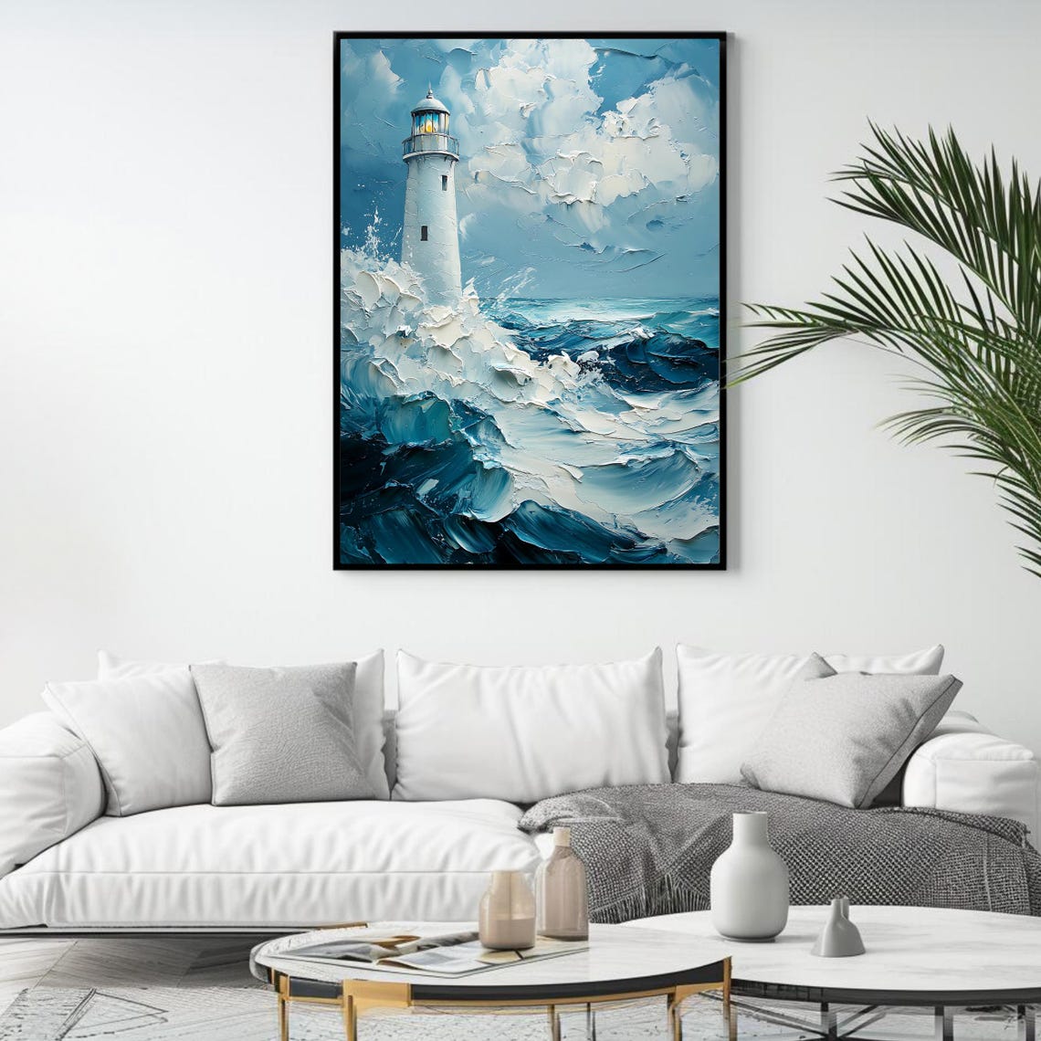 Lighthouse Ocean Wall Art Print Coastal Artwork Nautical Decor - Image 4