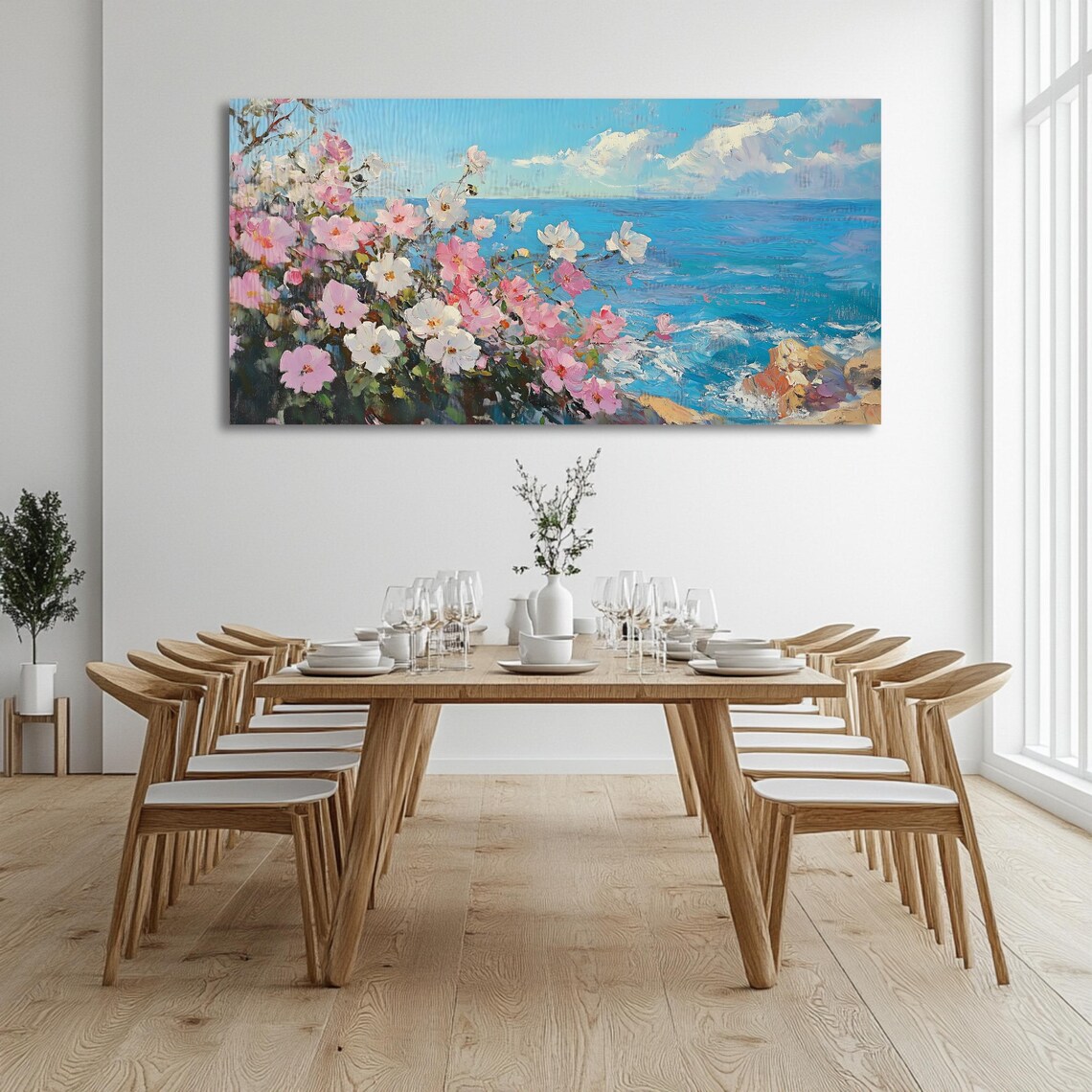 Coastal Flowers Art Print, Panoramic Artwork - Image 3
