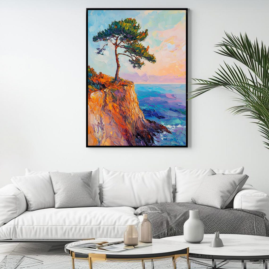 Coastal Cliff Tree Sunset Seascape - Image 4