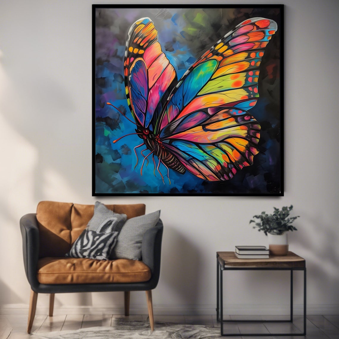 Vibrant Butterfly Wall Art Square Art Print Colorful Insect Poster Modern Decor - Image 3