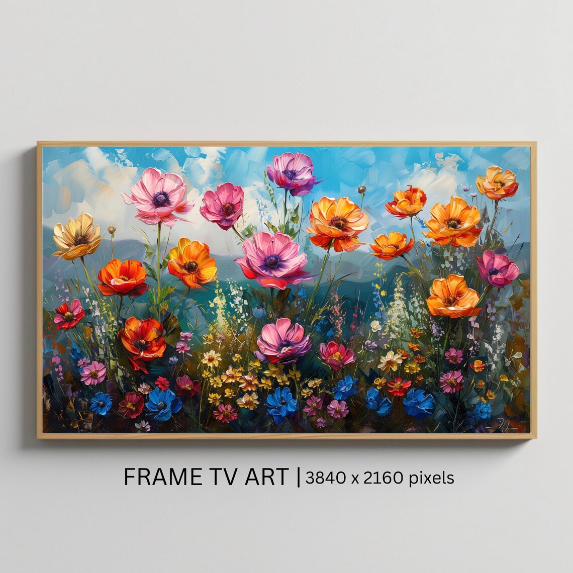 Colorful Wildflower Meadow Bright Impasto Floral Garden Poster