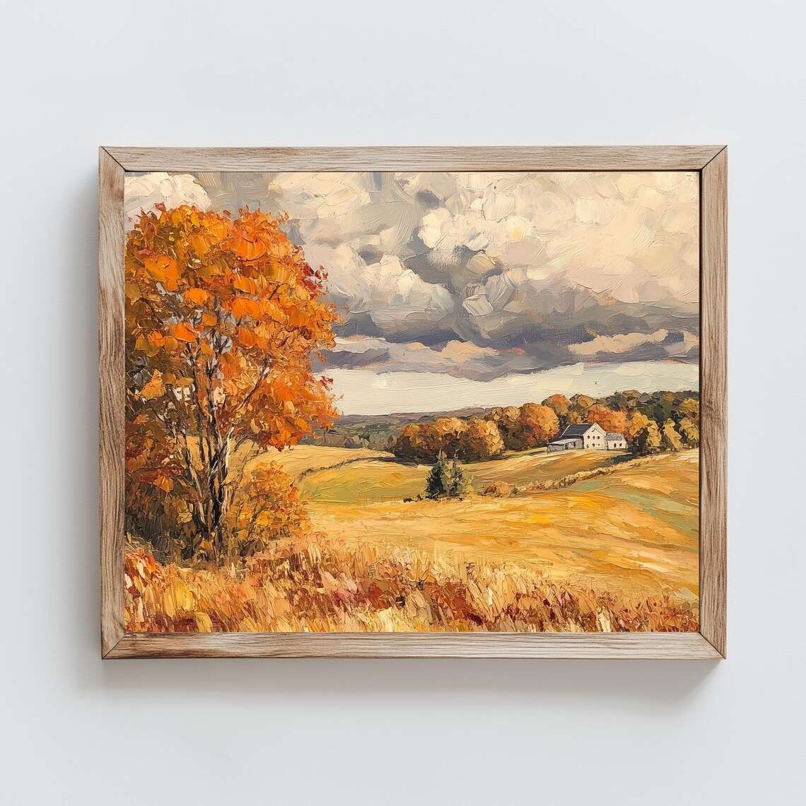 Vintage Autumn Oil Painting Styled Print, French Country