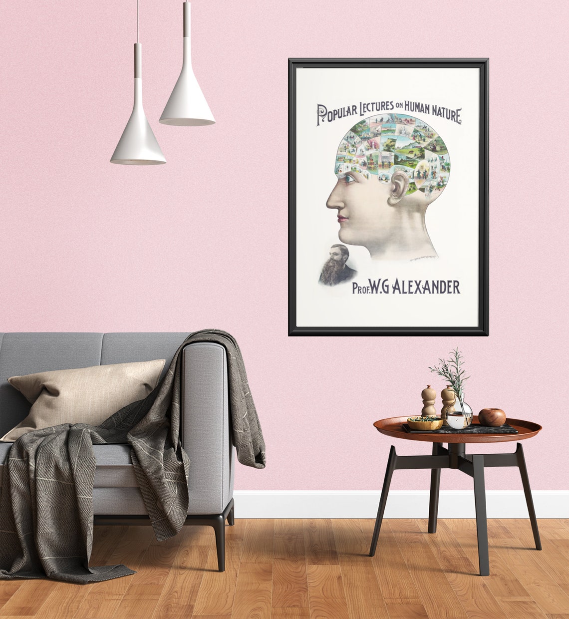 Vintage Phrenology Head Popular Lectures Human Nature Poster - Image 2