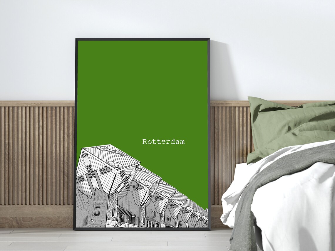 Rotterdam Cube Houses Modern Color Block Poster Custom Sky Color - Image 4