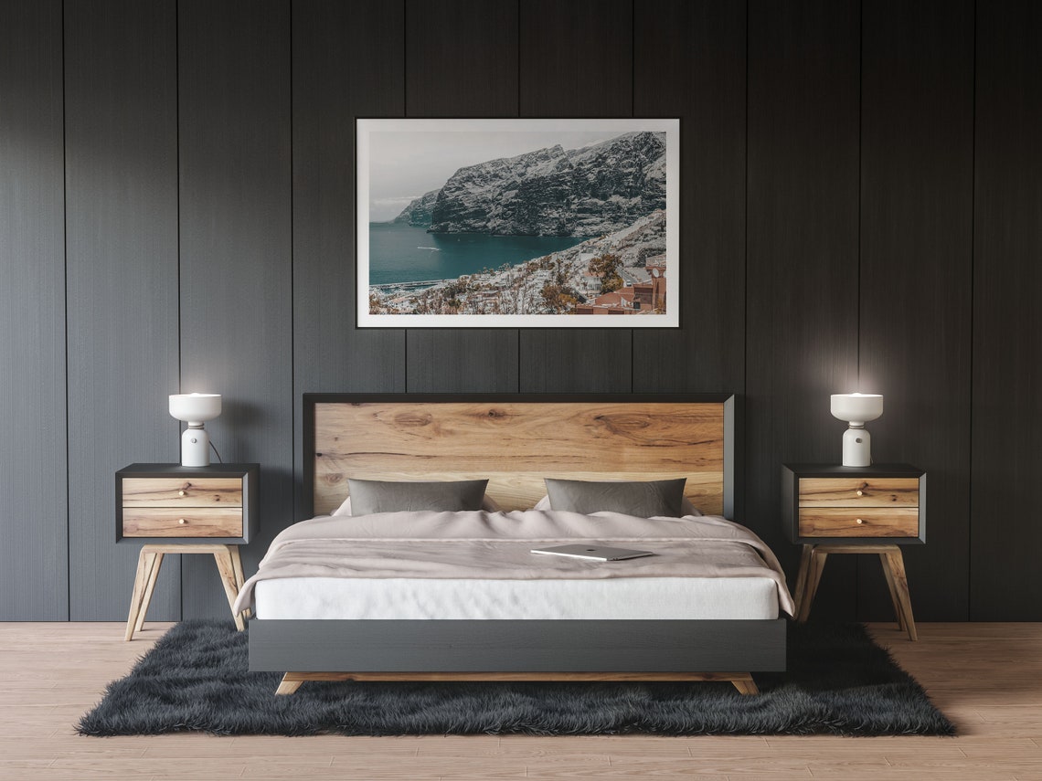 Dramatic Coastal Cliffs Over Turquoise Bay Town Seascape Photo Print - Image 2