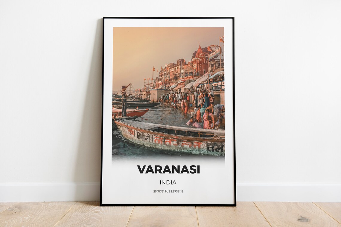 Varanasi Travel Poster, India Ganges City Print