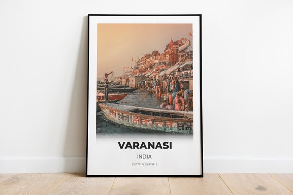 Varanasi Travel Poster, India Ganges City Print