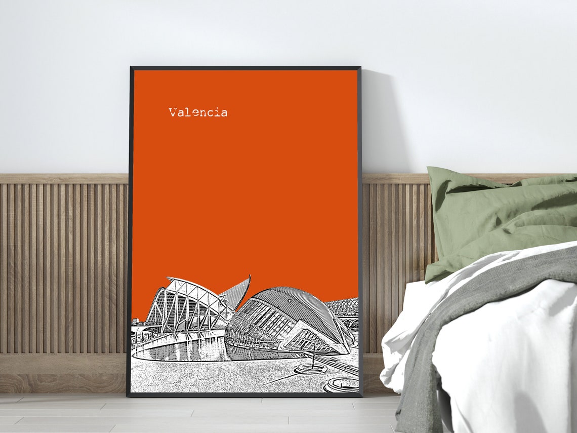 Valencia Orange Pop Art Modern Architecture Domes Sketch Print Decor - Image 2