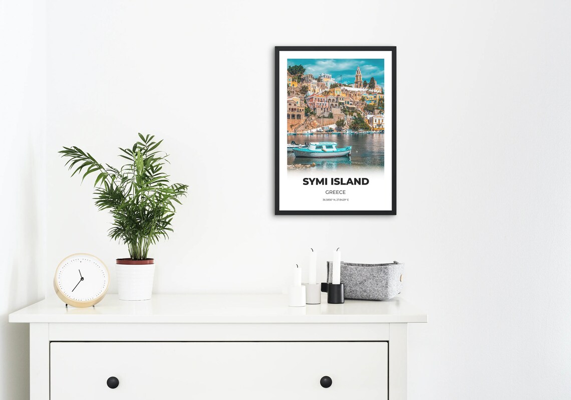 Symi Island Greece Colorful Harbor Town Boat Photography Poster - Image 2