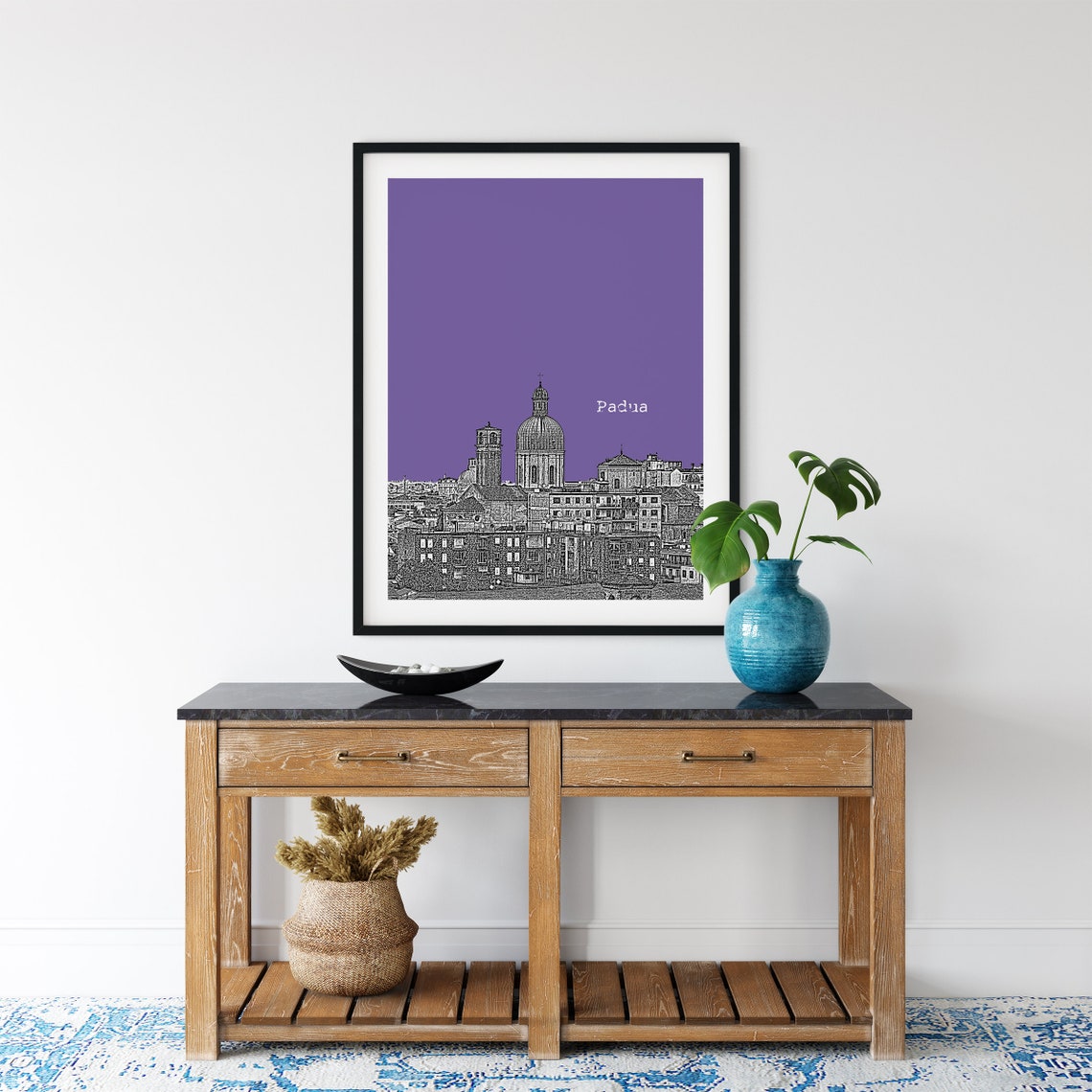 Padua Italy Basilica Dome Purple Pop Art Old City Skyline Poster - Image 2