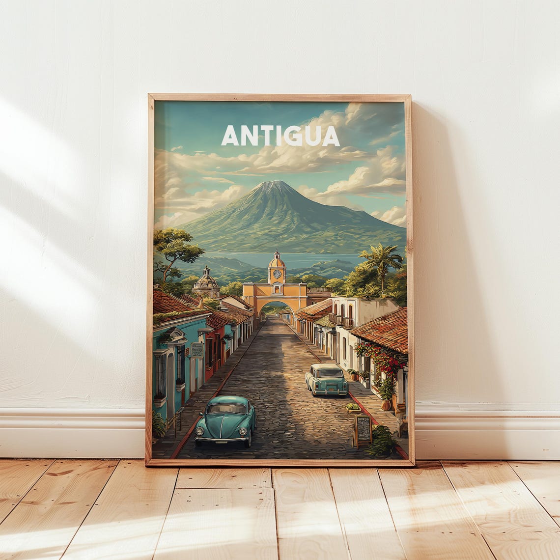 Antigua Guatemala Vintage Travel Poster Santa Catalina Arch Art