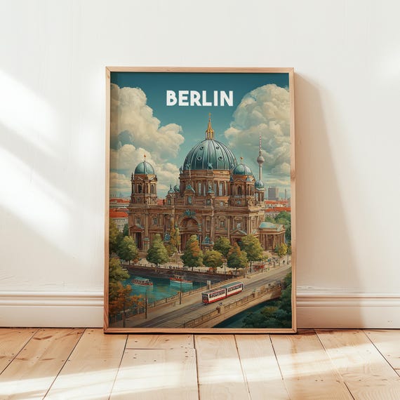 Berlin Germany Travel Poster Print Vintage Wall Art Cityscape European Home Decor Gift Artwork