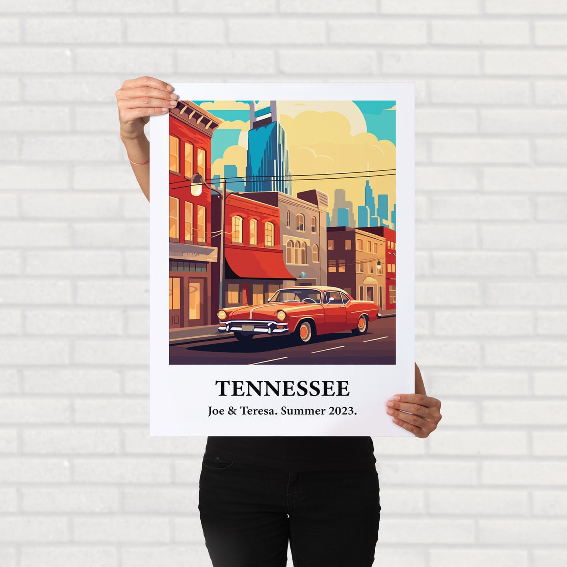 Tennessee Classic Car City Street Vintage Style Travel Art Poster - Image 2