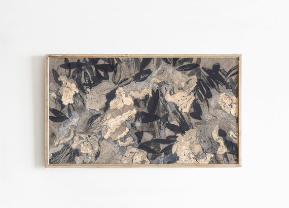 Dark Botanical Ink Wash Abstract Floral Moody Elegant Wall Art