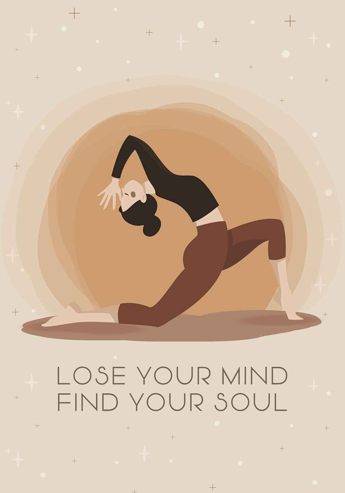 Lose Your Mind Find Your Soul Yoga Warrior Pose Boho Style Poster - Image 3