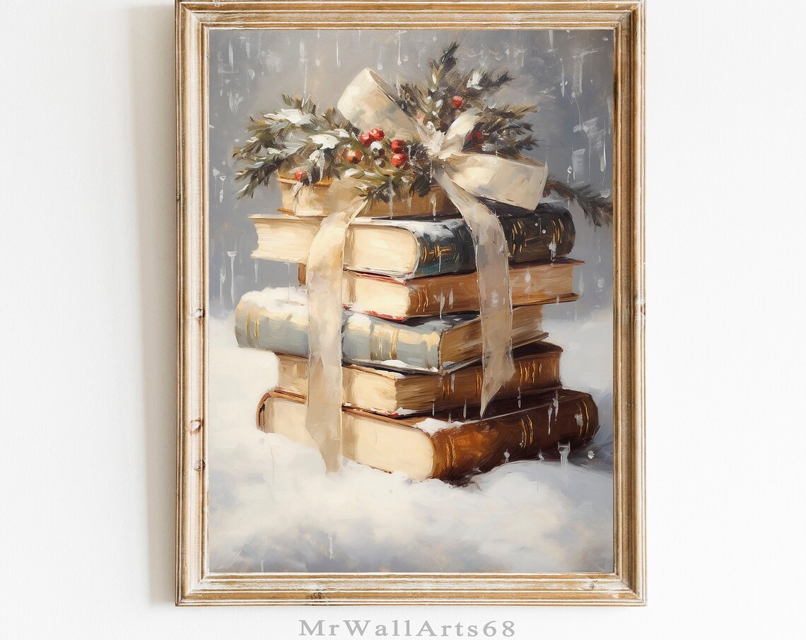 Snowy Christmas Vintage Winter Rustic Art Print