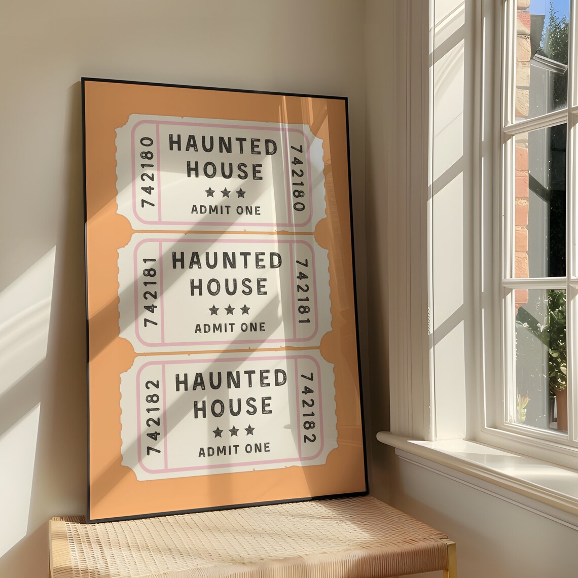 Haunted House Admit One Ticket Stubs Retro Halloween Party Poster