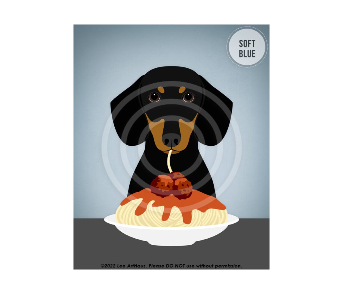 Dachshund Eating Spaghetti And Meatballs Cute Funny Dog Food Poster - Image 3