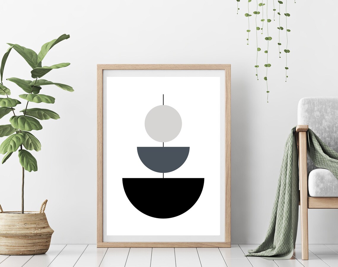 Geometric Mid Century Modern Abstract Shapes Boho Poster Art
