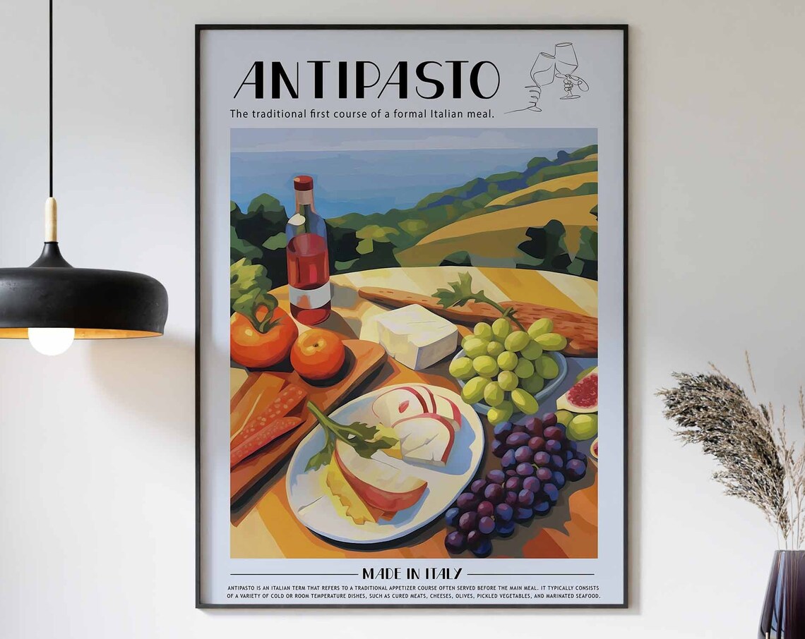 Italian Antipasto Daytime Coastal Vineyard Feast Food Poster