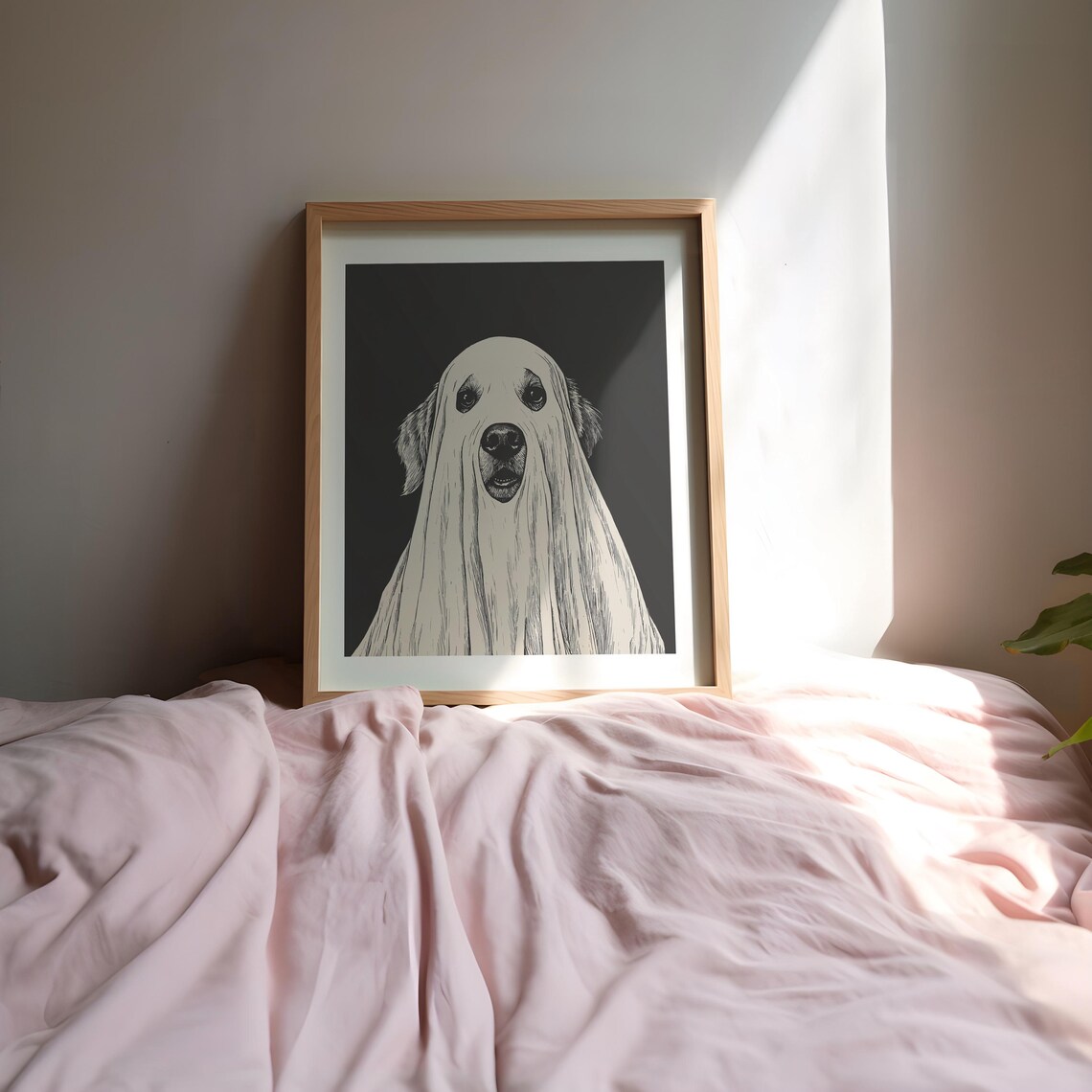 Golden Retriever Wearing Ghost Costume Funny Halloween Dog Poster - Image 3