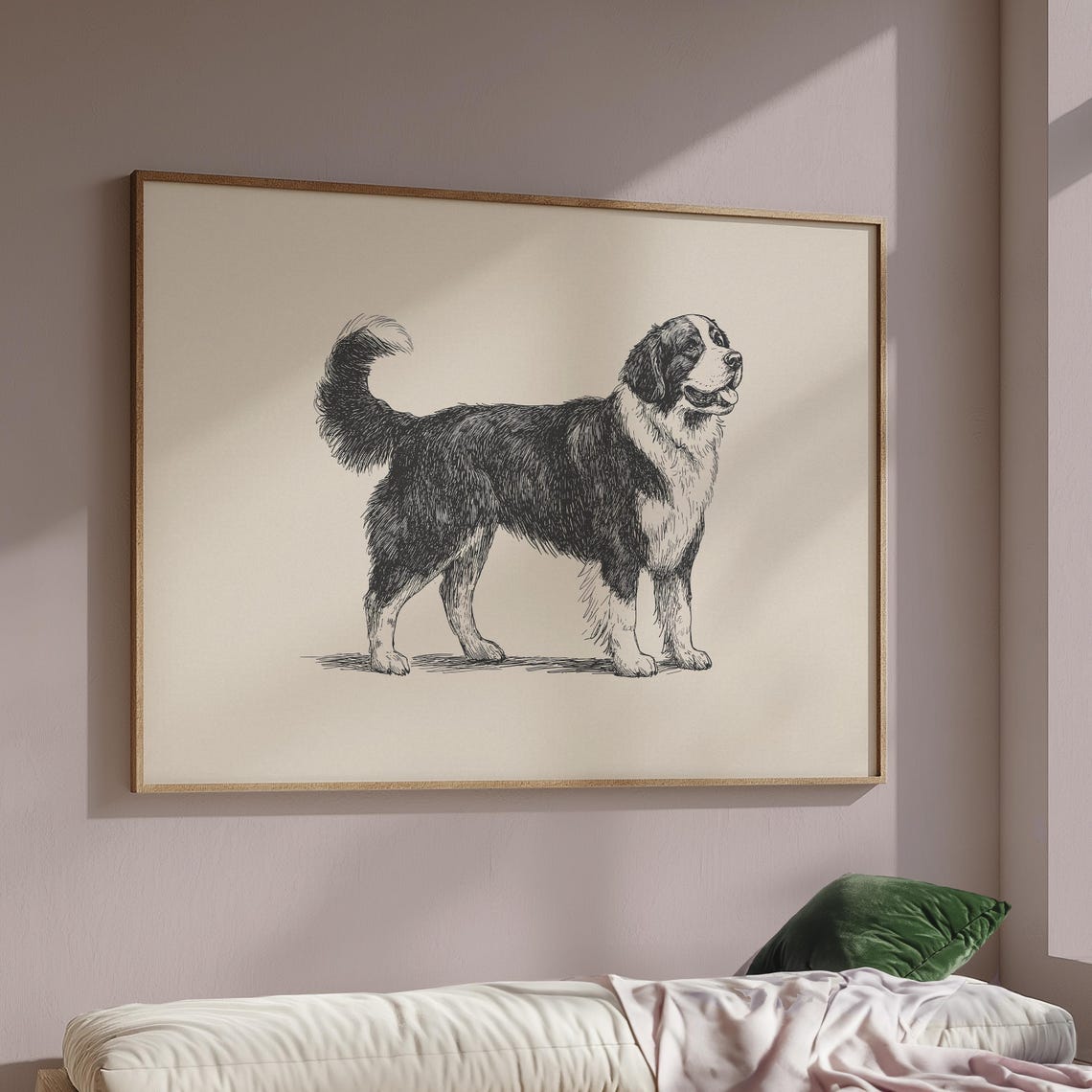 Bernese Mountain Nursery Art Girls Room Vintage Print Running Dog Wall Art Boy Room Poster Baby Nursery Decor Dog Sketch Dog Painting - Image 2