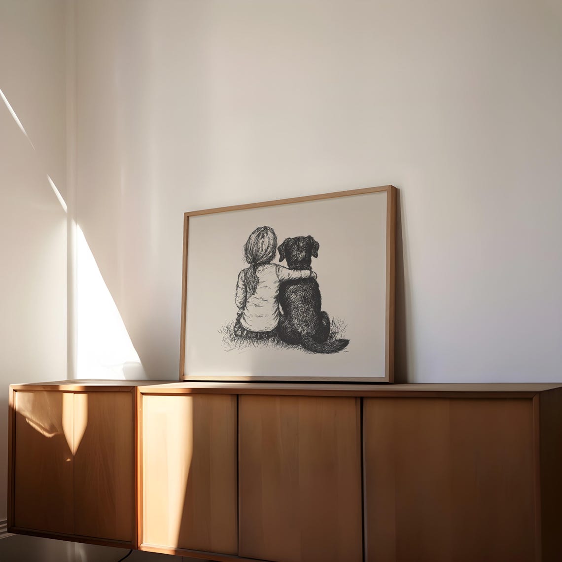 Girl And Labrador Retriever Nursery Poster Dog Vintage Print Girls Nursery Art Retro Dog Drawing Dog Art Sketch Baby Room Wall Decor - Image 2
