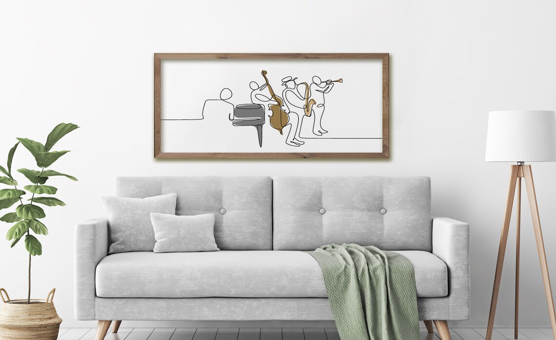 Jazz Player One-Line Drawing, Modern Farmhouse Art Print - Image 3