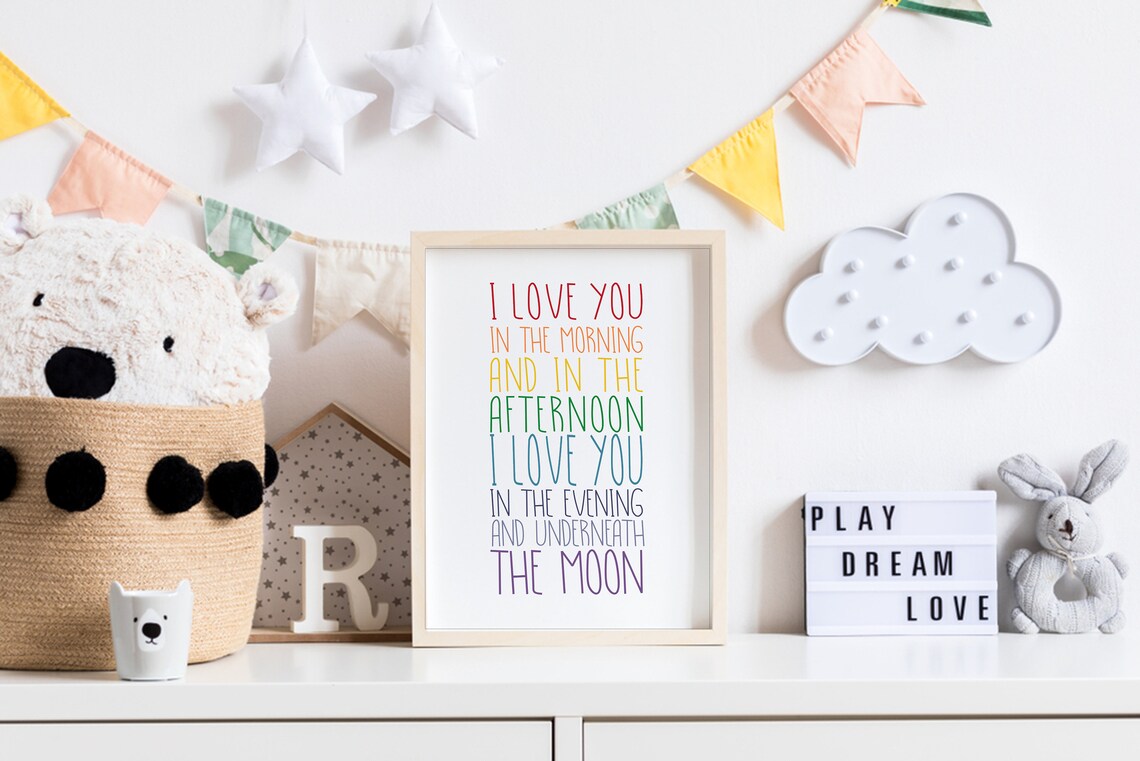 Rainbow Nursery Wood Sign Nursery Room Sign I Love You In The Morning Sign Nursery Room Decor Nursery Wall Decorations Sign Above Crib - Image 3