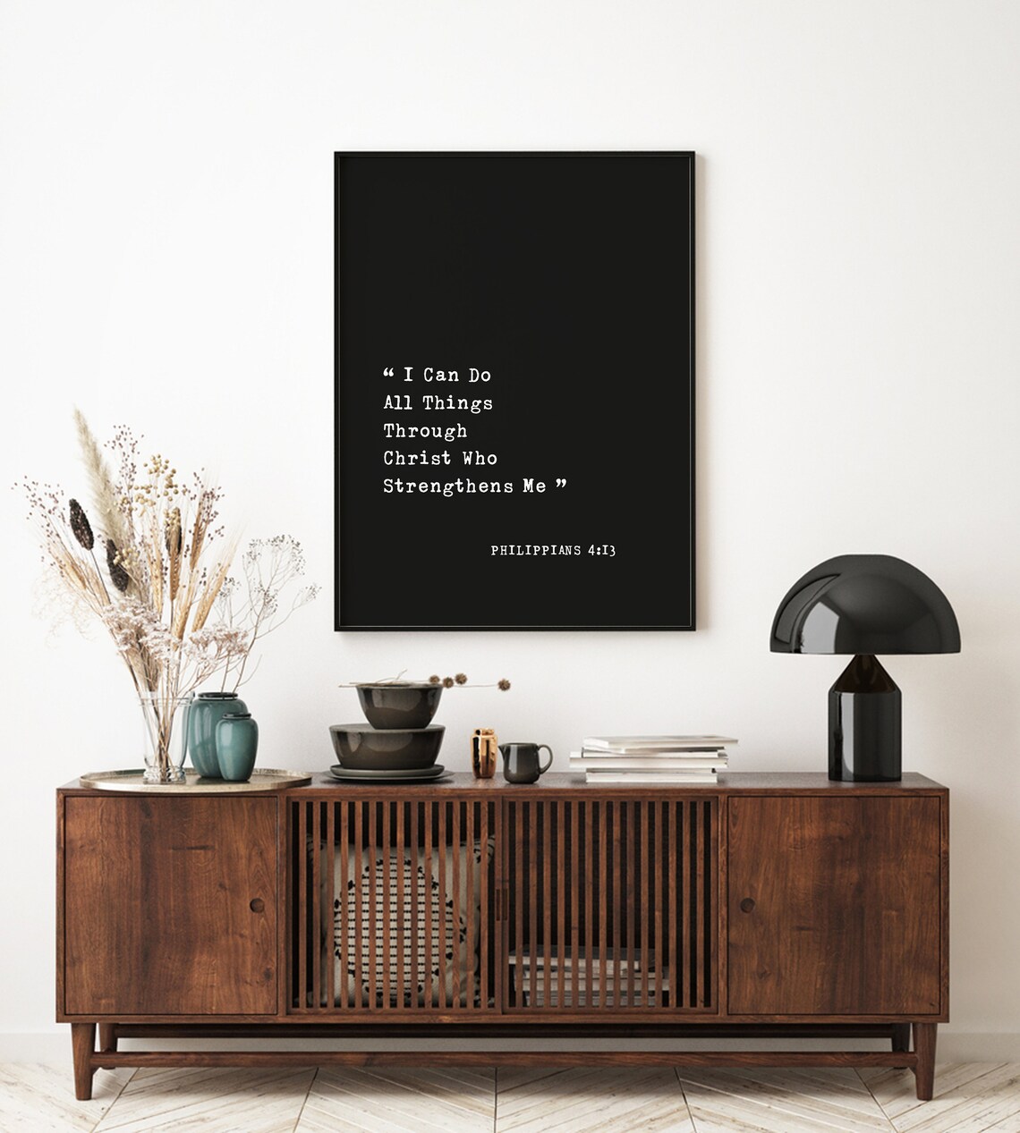I Can Do All Things Through Christ Philippians 4:13 Typewriter Font Poster - Image 3