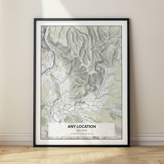 Custom Topo Map, Modern Map Art Print