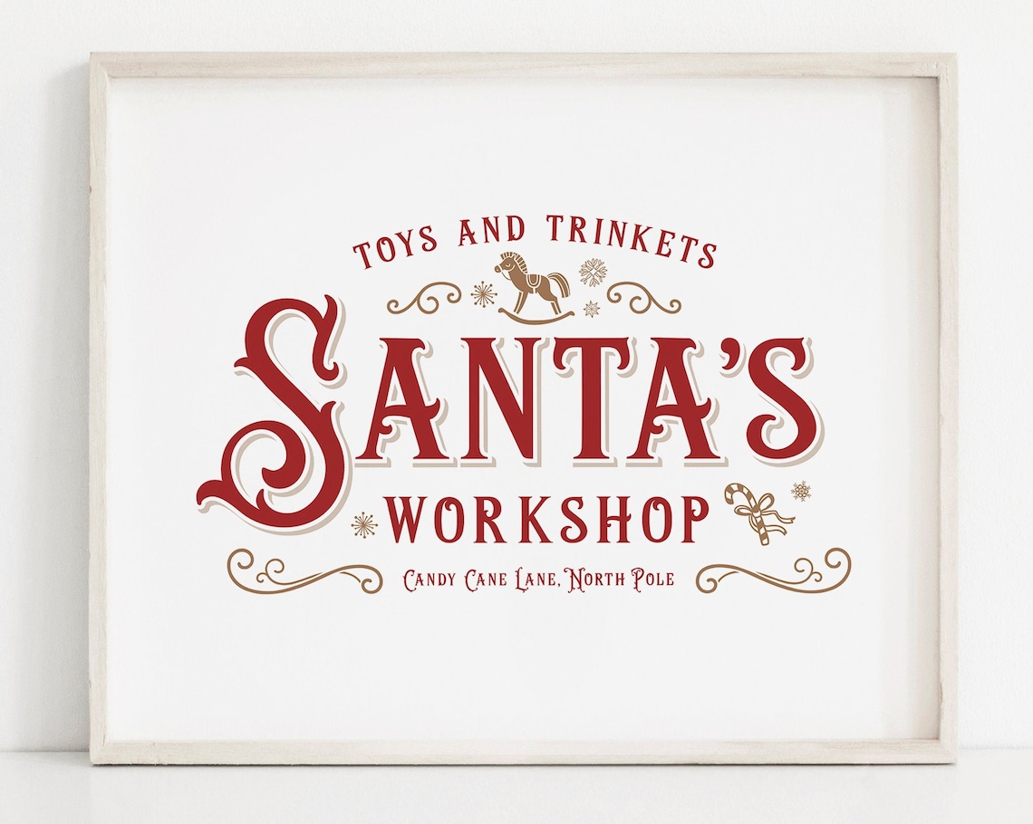 Vintage Christmas Santa's Workshop Art Print - Image 4